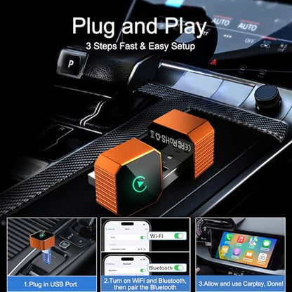 2026 Upgraded Mini Wireless CarPlay Adapter for Android Auto & Apple CarPlay, Plug & Play, Fast and Auto Connect, No Latency 2 in 1 Car Play Wireless Adapter for iPhone iOS 10+ & Android 11+