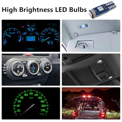 ecocstm 12 PCS T5 LED Bulbs, 74 73 37 2721 Instrument Cluster Light Bulb - color: Blue