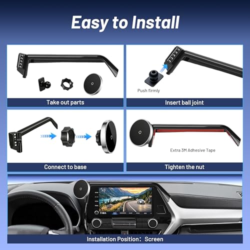 Phone Mount for Toyota Highlander 2020-2025 (8" Screen ONLY, L/LE/XLE), MagSafe Car Mount Charger, Magnetic Phone Holder, 15W Wireless Charging, 360° & Hands-Free, 2023 2024 Highlander Accessories - size: Toyota Highlander | 2020-2025