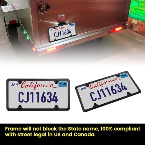Oyviny Trailer License Plate Bracket Holder Frame Kit for Boat ATV UTV RVs Trucks Utility Trailer, Universal Stainless Steel Car Tag Frame Trailer Light Bracket with Mounting Hardwares