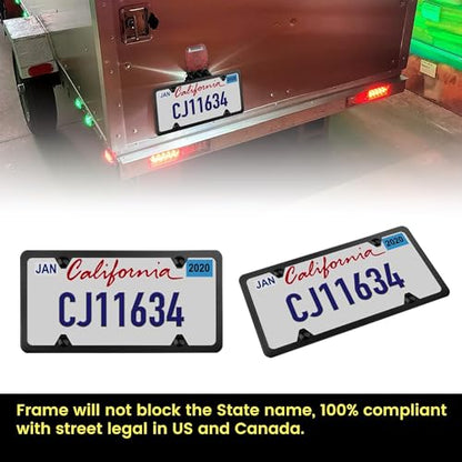 Oyviny Trailer License Plate Bracket Holder Frame Kit for Boat ATV UTV RVs Trucks Utility Trailer, Universal Stainless Steel Car Tag Frame Trailer Light Bracket with Mounting Hardwares