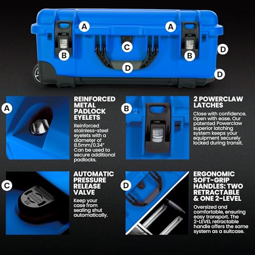 NANUK 935 Hard Case – Waterproof Equipment Case with Wheels, 22” x 14” x 9” – Dustproof and Impact Resistant, Airline Carry-On Approved - Blue - color: Blue, style: Empty