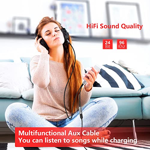 USB C to 3.5mm Aux Cable with Charger, 2 in 1 USB C to 3.5mm Car Aux Headset Audio Cable with PD 60W Charging Compatible with Galaxy S23/S23Ultra/S22/S22 Ultra/S21/S21 FE/Note20, Pixel 7Pro/6/6//5/4