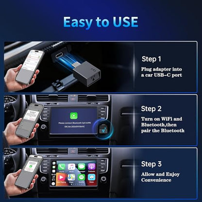 Wireless CarPlay Adapter for iPhone 2026 Upgrade USB C Black