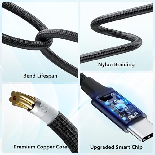 Short USB C to Mini USB Cable 0.25M, Braided USB-C to Mini-B 5-Pin Cord, OTG Charging Sync Data for PC Hero 3+, PS3 Controller, MP3/4, Dash Cam, GPS Receiver, and More Devices - size: 0.8FT