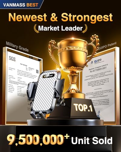 VANMASS Phone Holders for Your Car Ultimate Military-Grade Car Phone Holder Mount【Patent & Safety Certs】Upgraded Shockproof Truck Air Vent Phone Mount for iPhone 17 Pro Max 16 Samsung Android,Silvery - color: Silver