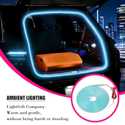 Car Trunk LED Strip Lights, 4M Dynamic Flowing Vehicle Trunk Ambient Strip Light, Flexible Waterproof Auto Neon Lighting Accessories, Universal for SUV Truck Motorcycle (Ice Blue) - color: Ice Blue