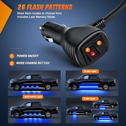 Nilight 2PCS 70 Inch Running Board LED Lights Strip Blue for Truck - color: Blue