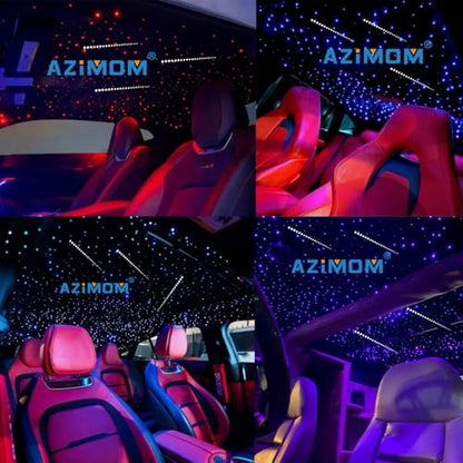 AZIMOM 16W Sound Activate 550pcs Fiber Optic Starlight Headliner Kit 0.03in 13.1ft Fiber Strands, Pure White Meteor Shooting Star Music Mode Remote APP Control Car Use Home Headliner Decor - size: 646pcs*0.03in*13.1ft