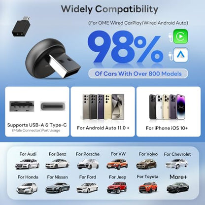Carlinkit Mini Ultra 3(Mini Design) Wireless CarPlay & Android Auto Adapter - color: Black