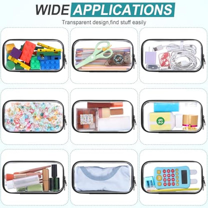Sanwuta 6 Clear Hard Zipper Case, Black, 7.48 x 3.94 x 2 Inch - color: Black, size: 7.48 x 3.94 x 2 Inch