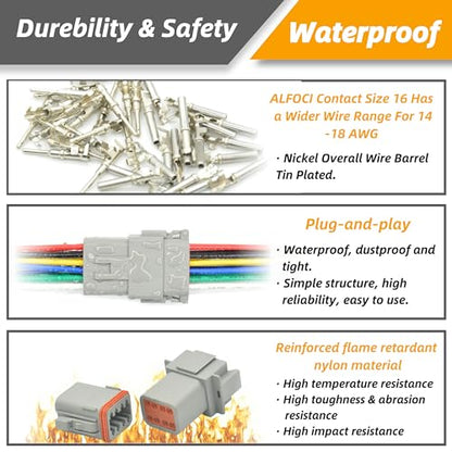 2 Sets 8 Pin DT Waterproof Connector Kit, Deutsch Automotive Electrical Butt, IP67 Waterproof Electrical Connectors Plug with 18 Pairs 16# Stamped Contacts for Car Truck Boat (8PIN 2SET) - size: 8PIN 2SET