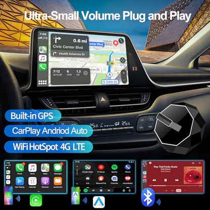Wireless Carplay Adapter, Android Auto Adapter 2025 Carplay, Plug and Play Convert Wired to Wireless Supports Car Original Control, Mini Car Play Box for Cars - size: Middle