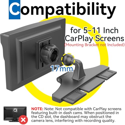 CD Slot Car Mount for Portable CarPlay Screens, Adjustable Angles, Low Profile and Sleek, Integrated Mounting Solution for in-Car Android Display Monitors (No Bracket Mount) - style: No Bracket Mount