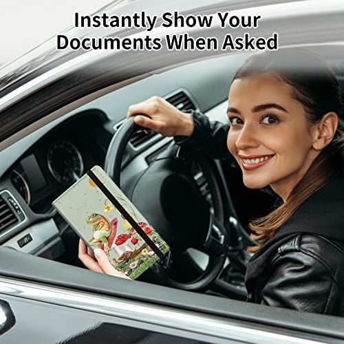 Car Registration and Insurance Card Holder, Premium PU Leather Vehicle Wallet Cover for Glove Box Car Organizer Drivers License / Cards / ID Essentials Document Holder, Aesthetic Mushroom Frog Green - color: Aesthetic Mushroom Frog Green