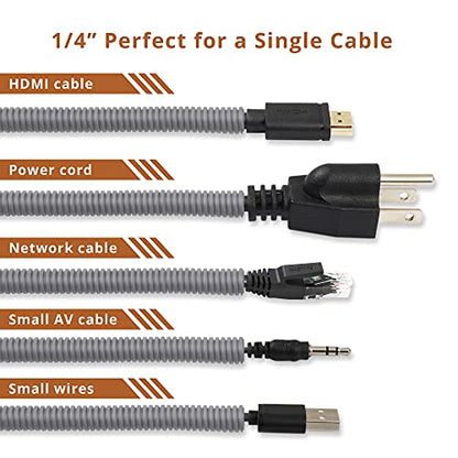 ZhiYo 20FT 1/4” Wire Loom Split Tubing Auto Wire Conduit Flexible Cover | High Temperature Heat Resistant -40F to 257F | Plastic Cover for Electrical Wires & Cables, Grey - color: Grey, size: 20FT 1/4"