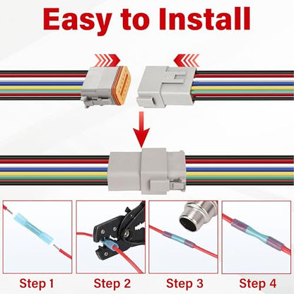 Deutsch DT 12 Pin Grey Male Female Wiring Harness Connector 2 Kits, 16 AWG - color: 2 Sets-Grey, size: 12Pin