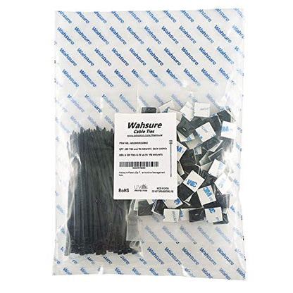 Strong Self Adhesive Wire Clips Cable Zip Tie Mounts 3/4" with 6 Inch Zipties Black UV Protection Outdoor 100 Pcs,Sticky Wire Fasteners Cable Guide Management Mounting Suqare Holder Anchor Base Small - size: 0.75x0.75"