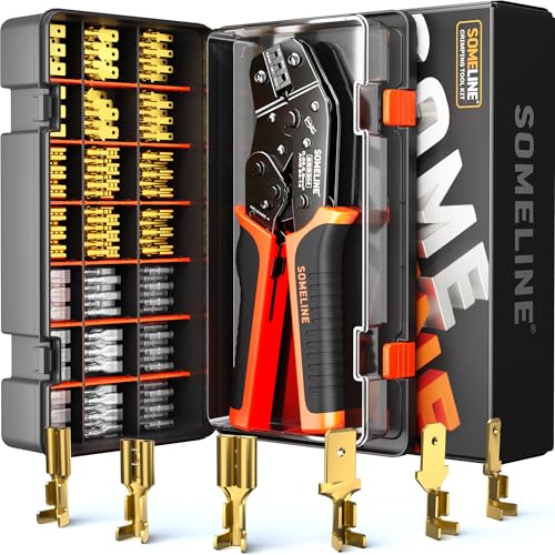SOMELINE Open Terminal Connector Crimping Tool Kit, 2.8/4.8/6.3mm Male Female Non-Insulated Disconnect Terminals, AWG 24-14 Crimping Pliers for Molex 2.13/2.36mm, AMP - TE CONNECTIVITY Connectors - size: 6 Types