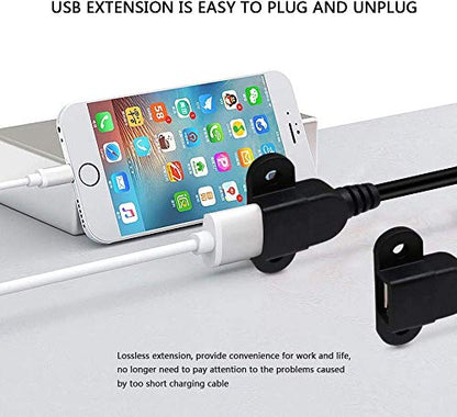 QiCheng&LYS USB 2.0 Male to Dual Female Charging Extension Cable, Furniture nightstand Sofa Electric Vehicle on-Board Charging Port, Panel Mount Cable with Screw Hole 5ft (2pcs) - color: 2 pcs Dual Female Black