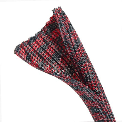 Cable Sleeve Self-Wrapping Wire Loom, Black Red,1 Inch x 50FT - color: Black red, size: 1"-50ft
