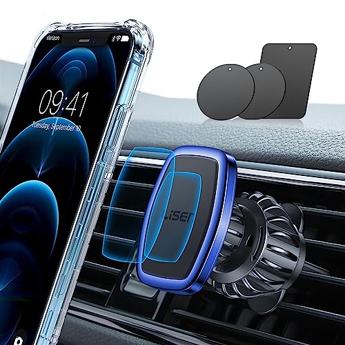 LISEN Magnetic Phone Holder for Car Phone Holder with Upgraded Clip, Magnet Air Vent Magnetic Car Phone Holders Mount for Your Car Automobile Cradles, Soporte De Telefono para Carro, Blue - color: Blue