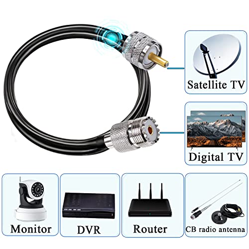 TUOLNK UHF PL259 Cable RG58 3.3ft(1M) PL259 SO239 Male to Female Extension Cable Low Loss CB Coax for Two Way Radio CB Radio Wireless LAN Devices - size: 3.3ft