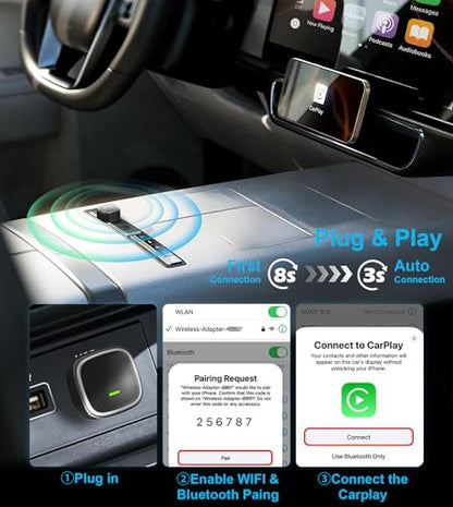 2-in-1 Wireless CarPlay & Android Auto Adapter Mini USB Dongle
