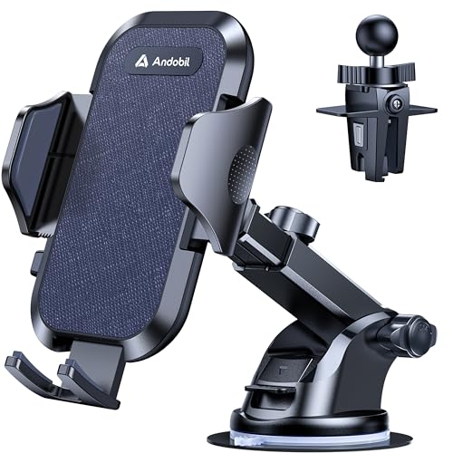 andobil Car Phone Holder, 2026 Military-Grade 89lbs Strongest Suction Phone Holders for Your Car Dashboard/Windshield/Vent Easy Clamp Cellphone Holder Truck Stand for iPhone 17 16 15 Pro Max, Blue - color: Blue