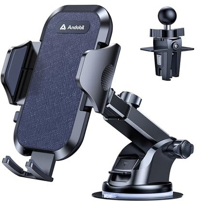 andobil Car Phone Holder, 2026 Military-Grade 89lbs Strongest Suction Phone Holders for Your Car Dashboard/Windshield/Vent Easy Clamp Cellphone Holder Truck Stand for iPhone 17 16 15 Pro Max, Blue - color: Blue