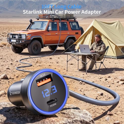 Starlink Mini Car Adapter with 10FT DC Power Cable, Durable 16AWG