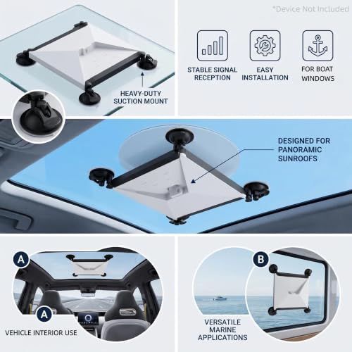 Mini Suction Cup Mount – Excellent, Reliable Car Window & Sunroof Mount for Starlink Mini, Strong Suction for Stable Signal on RVs, Boats, and Road Trips, Tool-Free Installation (Black)