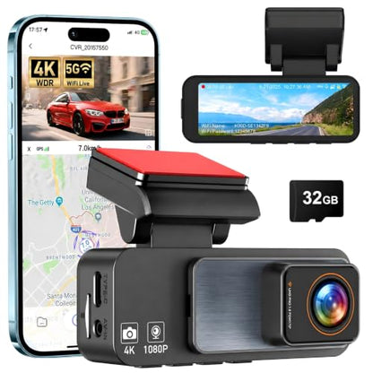 4K Dash Cam Front, Built-in 5GHz WiFi & APP Control - size: M33 4K Dash Cam Front