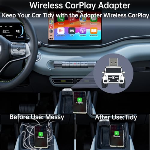 Wireless CarPlay Adapter for iPhone - for Daily Commute & Road Trip, No App Needed, Plug & Play Convert Wired to Wireless, Ultra-Compact 4x4 SUV Design with Low Latency - White - color: White