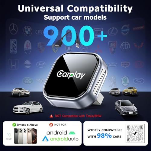 Wireless CarPlay Adapter for iPhone, Converts Wired CarPlay to Wireless, Plug & Play Carplay Wireless Adapter with Fast Auto Connect, Stable Low Latency Connection, Compact Design with iOS 10+ - size: Small