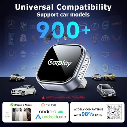 Wireless CarPlay Adapter for iPhone, Converts Wired CarPlay to Wireless, Plug & Play Carplay Wireless Adapter with Fast Auto Connect, Stable Low Latency Connection, Compact Design with iOS 10+ - size: Small