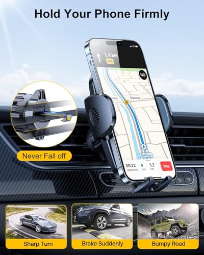 Rorhxia Blue 3-in-1 Phone Mount for Car [2025 Most Stable and Flexible Suction Cup] Vent Dashboard Windshield Cell Phone Holder Car Fit for iPhone, Samsung, All Phone - color: Blue