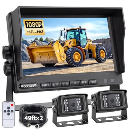 7" AHD1080P 2-Wired RV Backup Camera System, IP69K Waterproof IR Night Vision Reversing Cameras, Vibration-Proof 20G for Trailer/Tractors/Truck/Excavator/Caravan/Skid Steer/Heavy Equipment - size: 7" 2-Cam