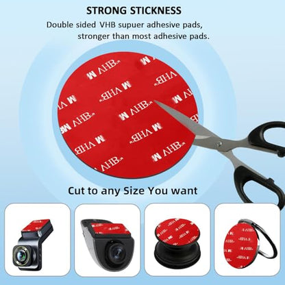 Double Sided Adhesive Pads,Car Mount Sticky Pad Replacement.Sticky Dash Cam Mounting Tape.Heavy Duty Tape Sticker for Dashboard &Daily Use.Waterproof,Heat-resistant.Easy Use,Squares&Round,6PCS - style: With Easy Tear Handle-Grey