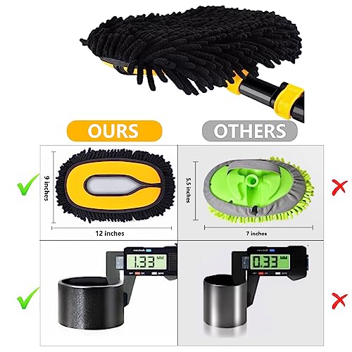 57'' Car Wash Brush with Long Handle Chenille Microfiber Car Wash Kit， Mitt Retractable Bent Pole Car Wash Brush for Cars RV Truck Boat (Ginger) - color: Ginger