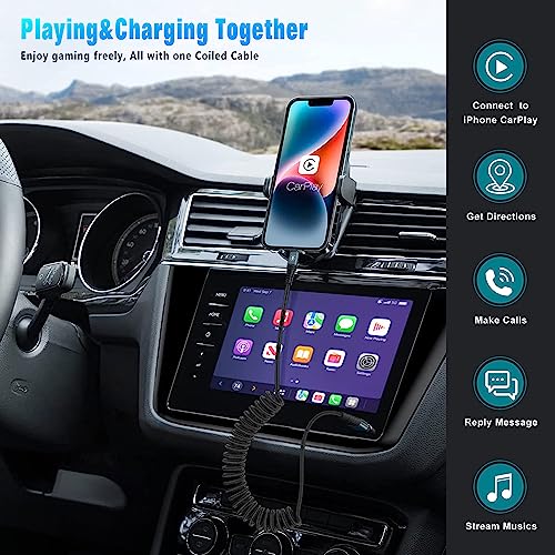 JUKEKUL Coiled Lightning Cable 3ft Nylon Braided, iPhone Charger Fast Charging for Car [Apple MFi Certified], Compatible with iPhone14/13/12/11 Pro Max/XS MAX/XR/XS/X/8/7/Plus/6S iPad/iPod-2Pack
