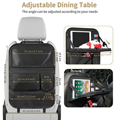 LUCMO Car Backseat Organizer with Foldable Tablet Holder, Black - color: Black-3, size: 2 Pack with Food Tray