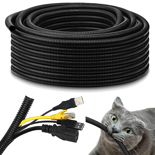Kanayu 3/4''-10 Ft Split Wire Loom Tubing, Black Flame Retardant - color: Black, size: 3/4''-10 Ft