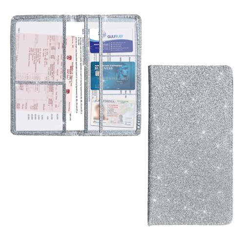Kewucn Car Registration and Insurance Holder, Leather Auto Glove Box Organizer with Magnetic Shut, Vehicle Compartment Accessories Case for Cards, Driver License & Essential Documents - color: Large-Silver