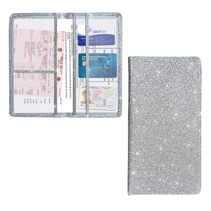 Kewucn Car Registration and Insurance Holder, Leather Auto Glove Box Organizer with Magnetic Shut, Vehicle Compartment Accessories Case for Cards, Driver License & Essential Documents - color: Large-Silver