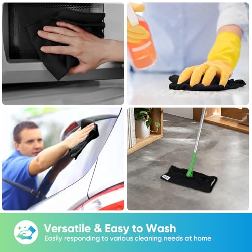 HOMEXCEL 24PK Microfiber Cleaning Cloth, Cleaning Rag for Home, 11.5x11.5in - color: Black