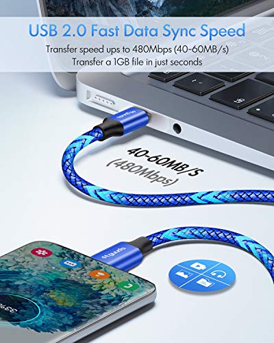 etguuds USB C to USB C Cable 6.6ft, 2-Pack 60W C to C Cable Fast Charging - color: Blue, size: 6.6ft