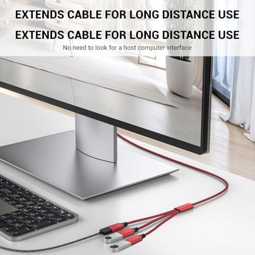 6.6FT USB Splitter 3 in 1 Out, A Male to 3 Female Extension Y Cable - color: Red, size: 6.6 ft