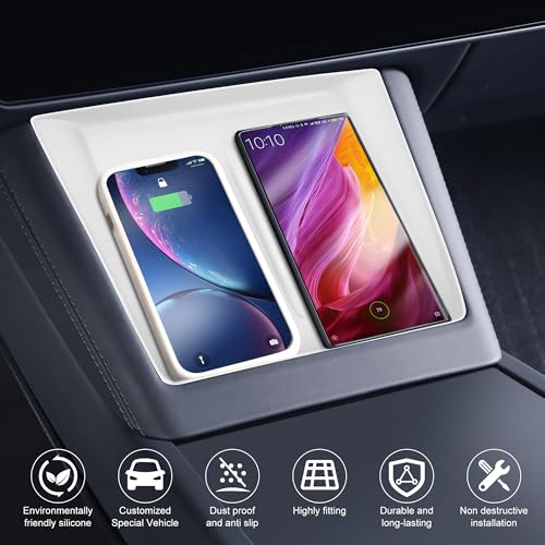 frani Center Console Silicone Mat Designed for Tesla Model 3 Highland Refresh,Non-Slip Design Tesla Model 3 Accessories 2024 2025 2026 White - color: White, style: Model 3 Highland 2024-2026