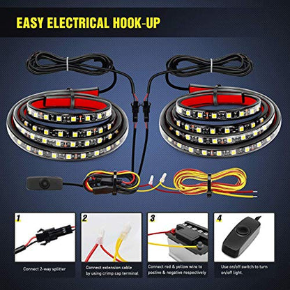 Nilight - TR-05 2PCS 60 Inch 180 LEDs Bed Strip Kit with Waterproof on/Off Switch Blade Fuse 2-Way Splitter Extension Cable for Cargo, Pickup Truck, SUV, RV, Boat , 2 Years Warranty - color: Truck Bed Light Strip